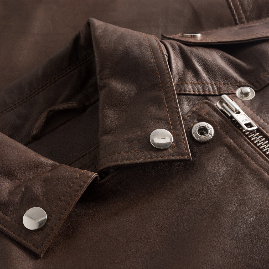 Depeche leather wear Cool and raw biker jacket in soft quality Jackets 186 Cacao