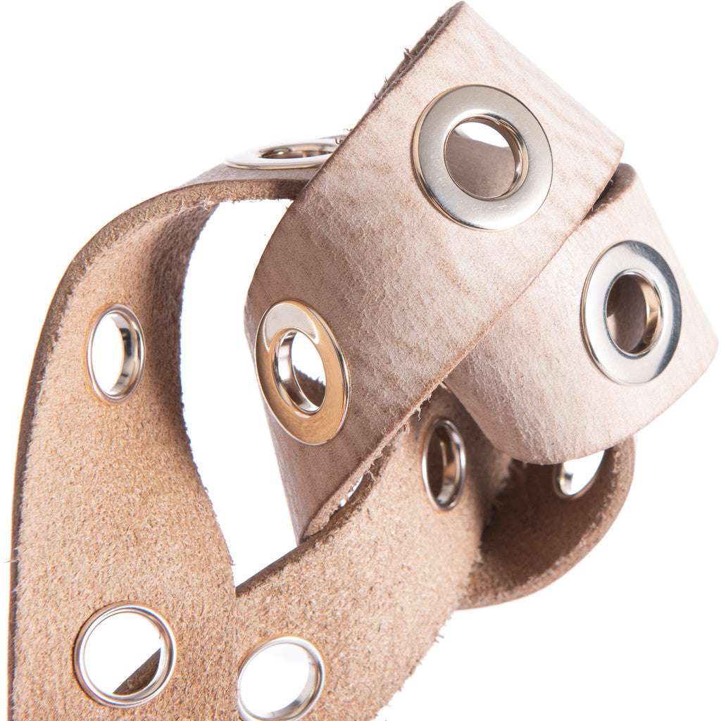 DEPECHE Cool jeans leather belt decorated with large eyelets Belts 011 Sand