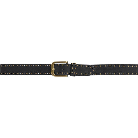 DEPECHE Cool leather belt with details Belt 154 Black/Brass