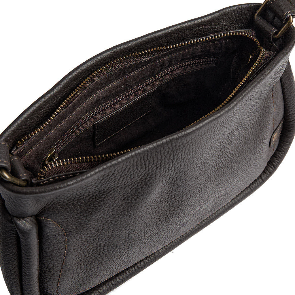 DEPECHE Cow leather crossover bag with tube details Cross over 161 Dark brown