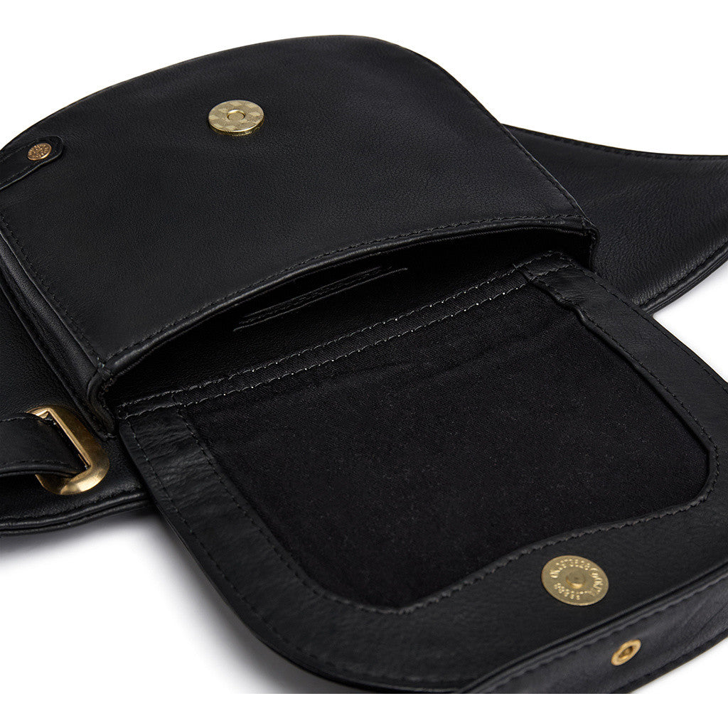 DEPECHE Cow leather saddle-style bumbag Bumbag 099 Black