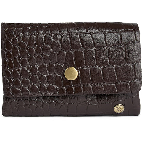 DEPECHE Croco embossed leather card holder Purse / Credit card holder 265 Brown Croco