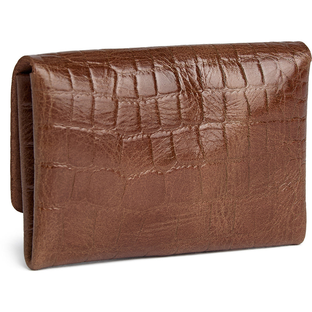 DEPECHE Croco embossed leather card holder Purse / Credit card holder 326 Cognac Croco