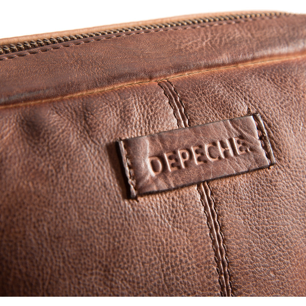 DEPECHE Crossover bag in silky soft leather quality Cross over 133 Brandy