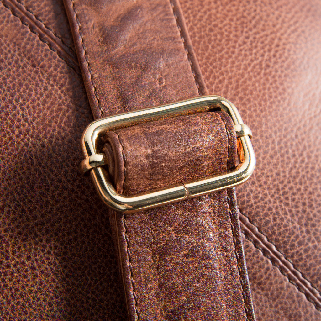 DEPECHE Crossover bag in silky soft leather quality Cross over 133 Brandy