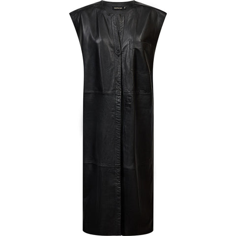 Depeche leather wear Eliza long leather vest Vest 099 Black