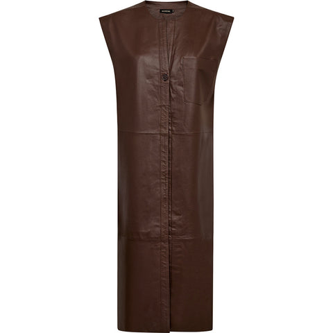 Depeche leather wear Eliza long leather vest Vest 106 Coffee