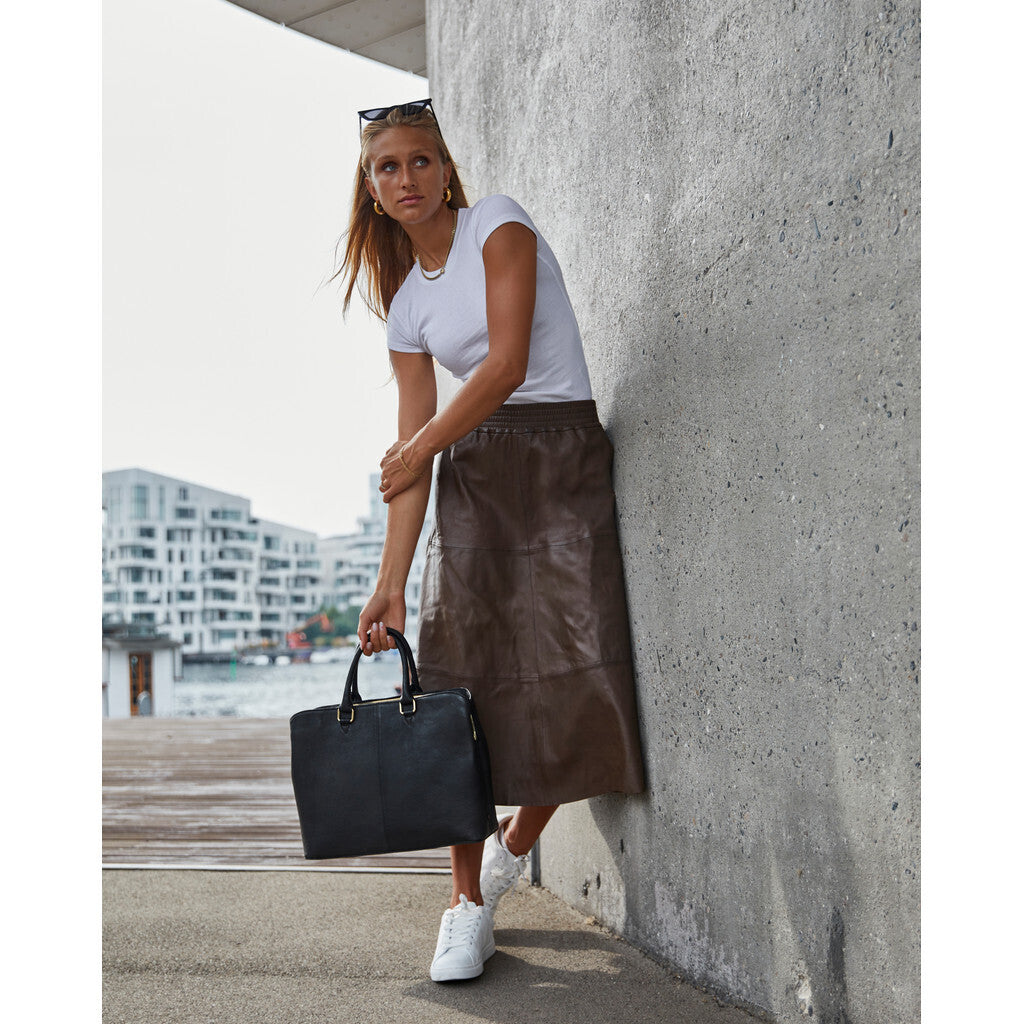 Depeche leather wear Everlyn leather skirt with elastic in waist Skirts 099 Black (Nero)