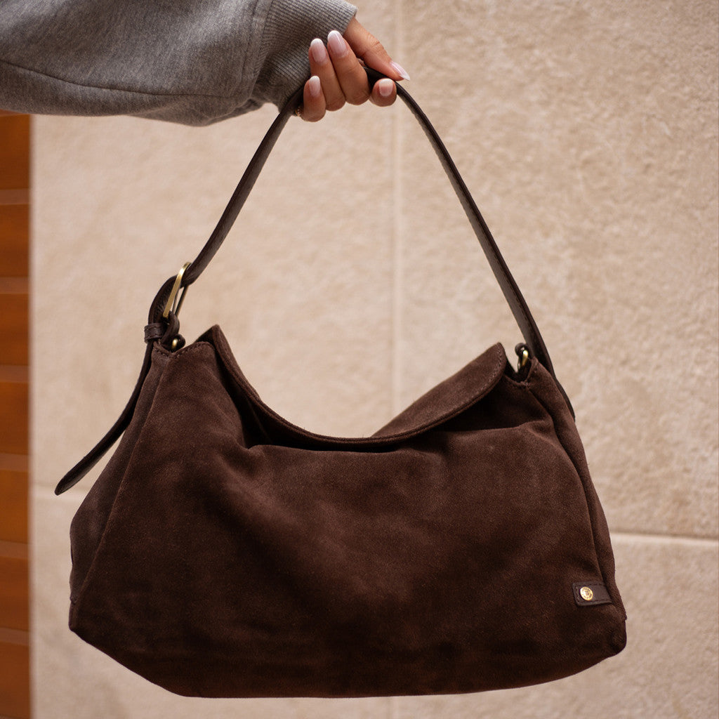 DEPECHE Exclusive suede crossbody bag Cross over 008 Chocolate
