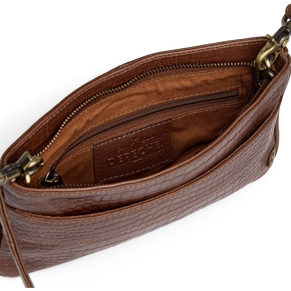 DEPECHE Fashion Favourites croco leather clutch Clutch 326 Cognac Croco