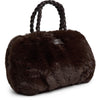 DEPECHE Faux fur handbag with braided leather handles Shoulderbag / Handbag 008 Chocolate