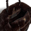 DEPECHE Faux fur handbag with braided leather handles Shoulderbag / Handbag 008 Chocolate