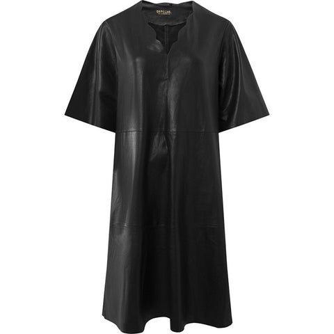 Depeche leather wear Feminine Rikke kjole in soft leather quality Dresses 099 Black (Nero)