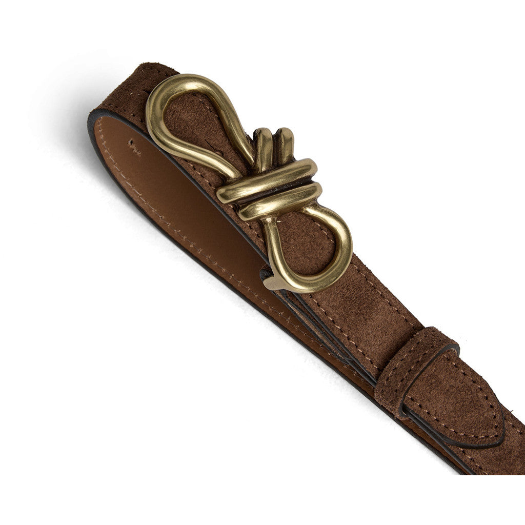 DEPECHE Feminine suede belt with buckle Belt 015 Brown