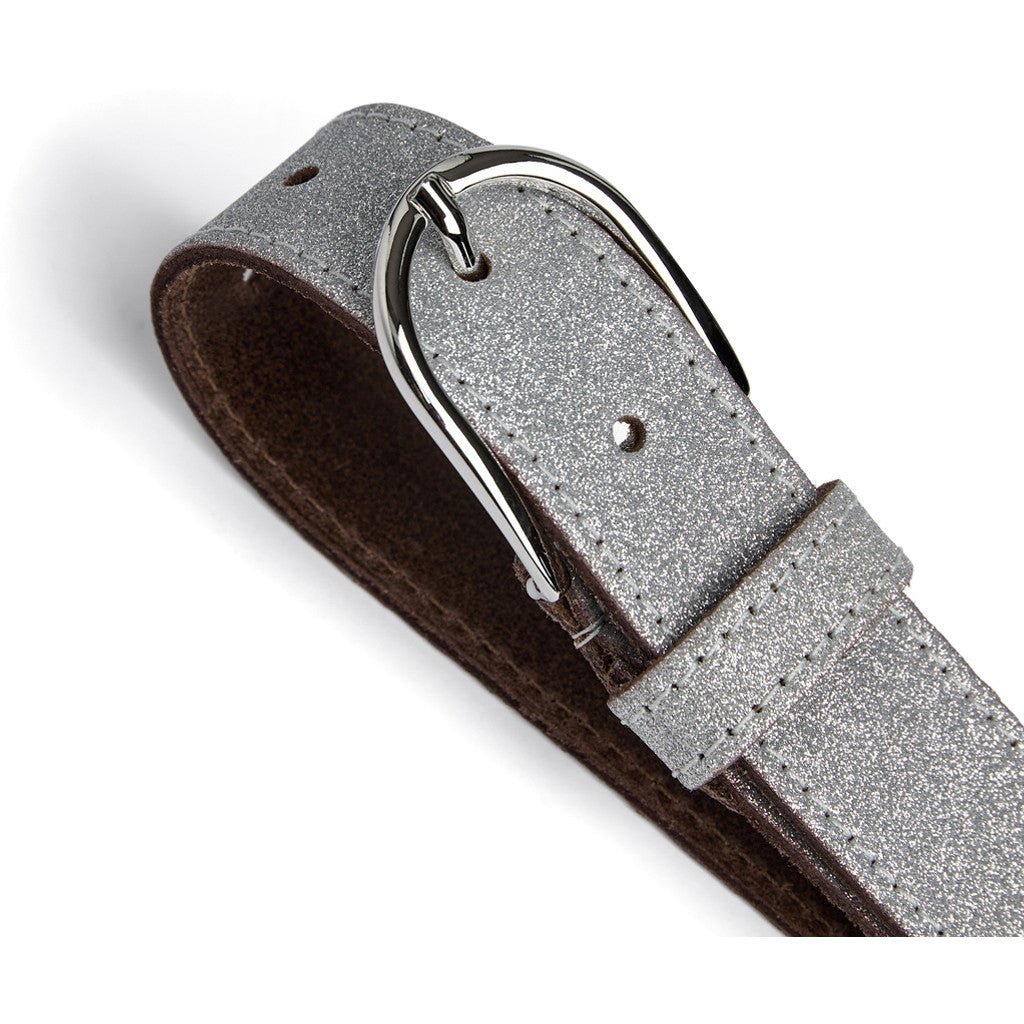 DEPECHE Glitter belt with discreet buckle Belts 207 Silver Metallic
