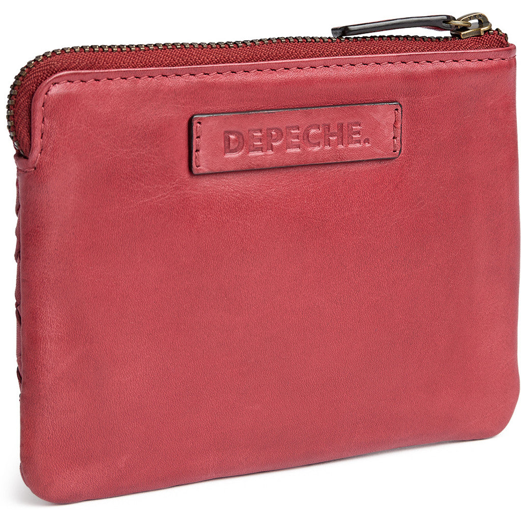 DEPECHE Handwoven calf leather card holder Purse / Credit card holder 043 Red