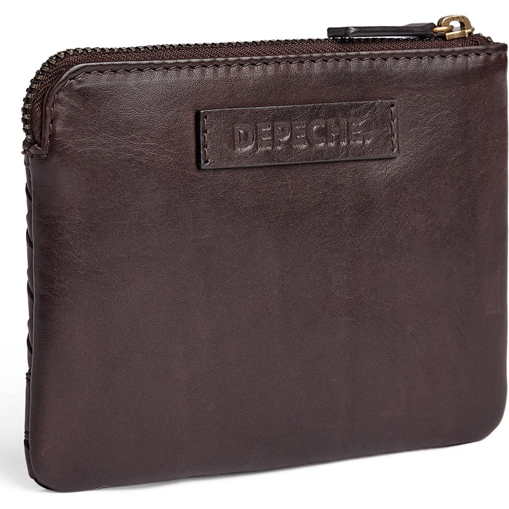 DEPECHE Handwoven calf leather card holder Purse / Credit card holder 161 Dark brown