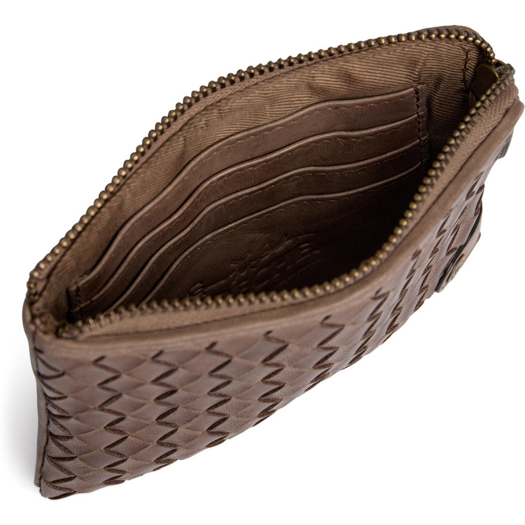 DEPECHE Handwoven calf leather card holder Purse / Credit card holder 250 Dark Taupe