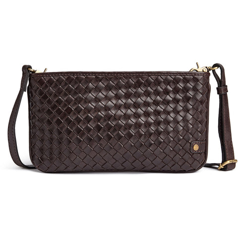 DEPECHE Handwoven calf leather clutch bag Small bag / Clutch 161 Dark brown