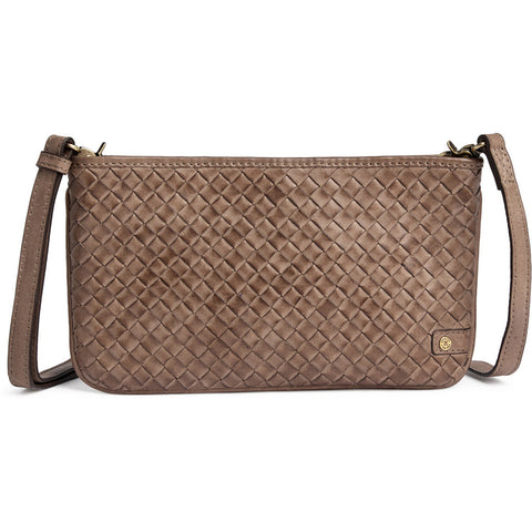 DEPECHE Handwoven calf leather clutch bag Small bag / Clutch 250 Dark Taupe