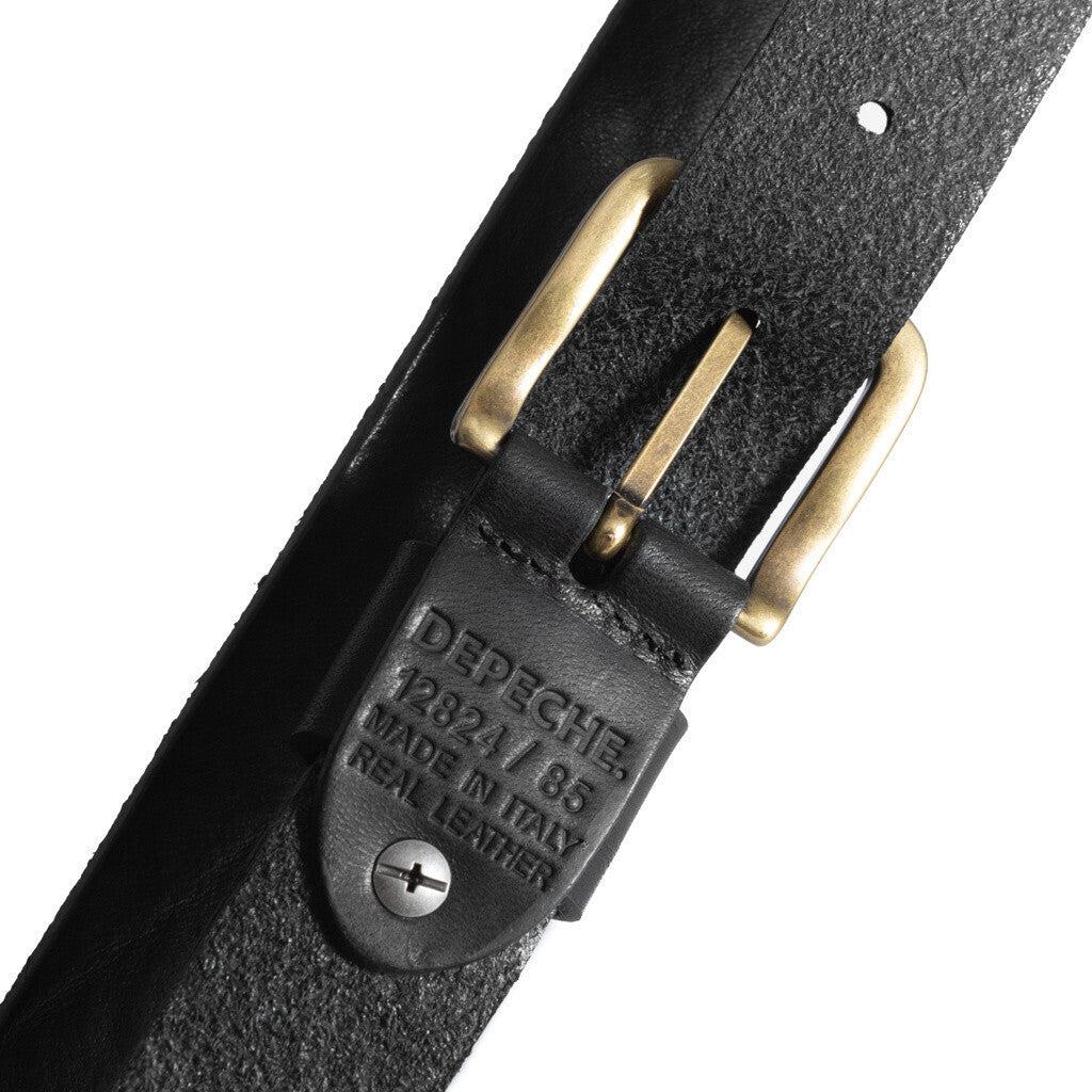 DEPECHE Timeless jeans belt in delicious leather quality Belts 154 Black/Brass