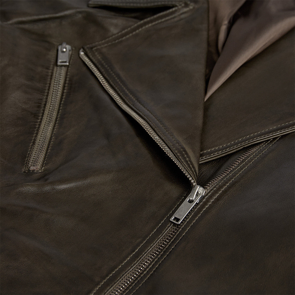 Depeche leather wear Jila Biker Blaze Jacket 054 Khaki