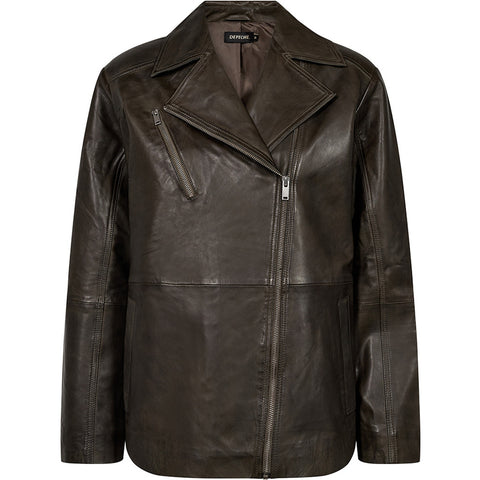 Depeche leather wear Jila Biker Blaze Jacket 054 Khaki