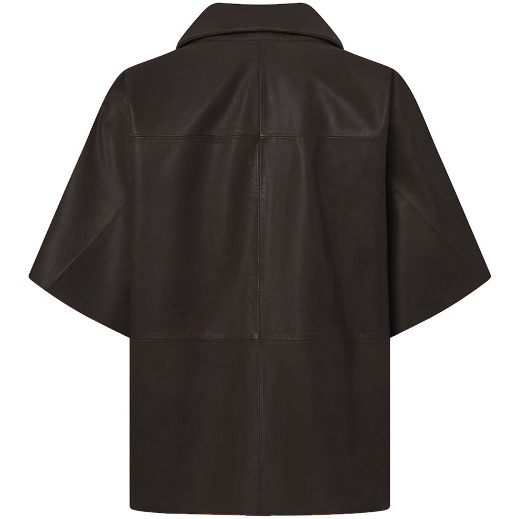 Depeche leather wear Julia short sleeve leather shirt Shirts 008 Chocolate