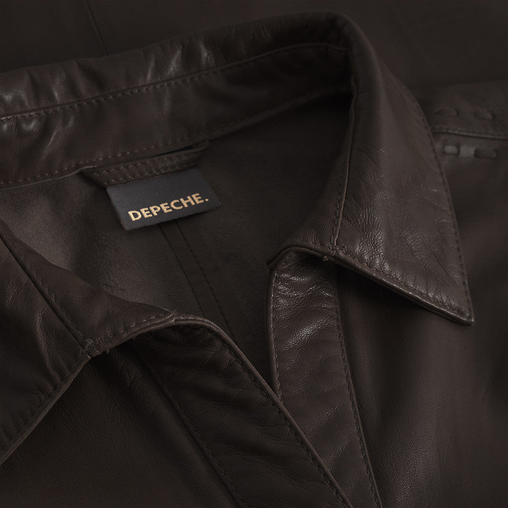 Depeche leather wear Julia short sleeve leather shirt Shirts 008 Chocolate