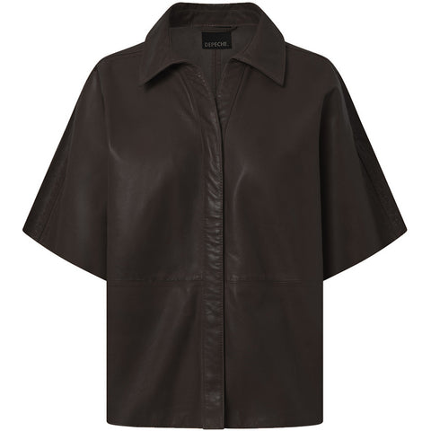 Depeche leather wear Julia short sleeve leather shirt Shirts 008 Chocolate