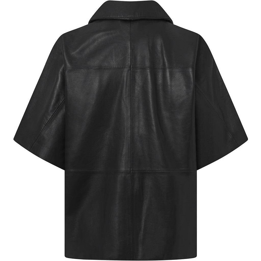 Depeche leather wear Julia short sleeve leather shirt Shirts 099 Black (Nero)