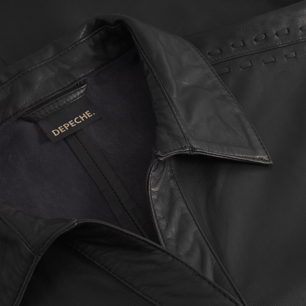 Depeche leather wear Julia short sleeve leather shirt Shirts 099 Black (Nero)