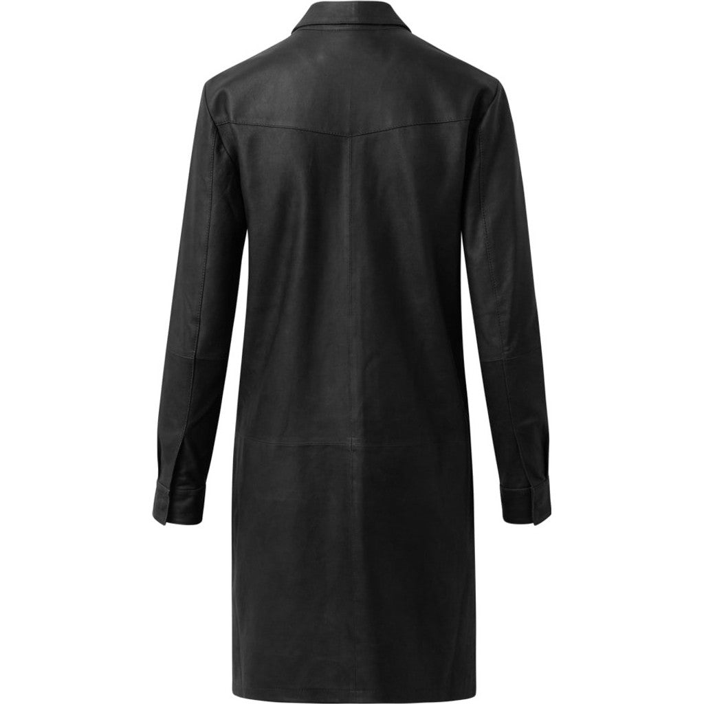 Depeche leather wear Kelly long leather shirt Dresses 099 Black (Nero)