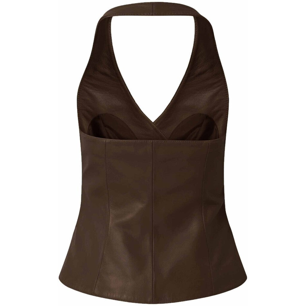 Depeche leather wear Kimmi suit vest in soft leather quality Vest 214 Dark Chocolate