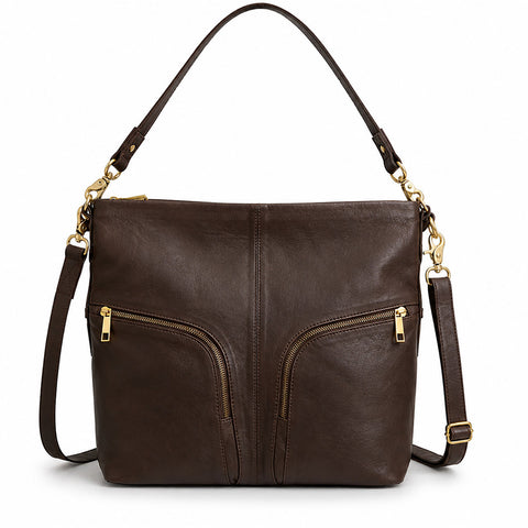 DEPECHE Leather Shopper Shopper 106 Coffee