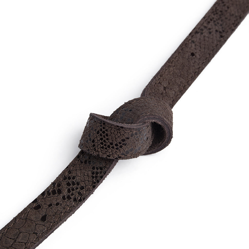 DEPECHE Leather belt Belt 340 Mocca Snake