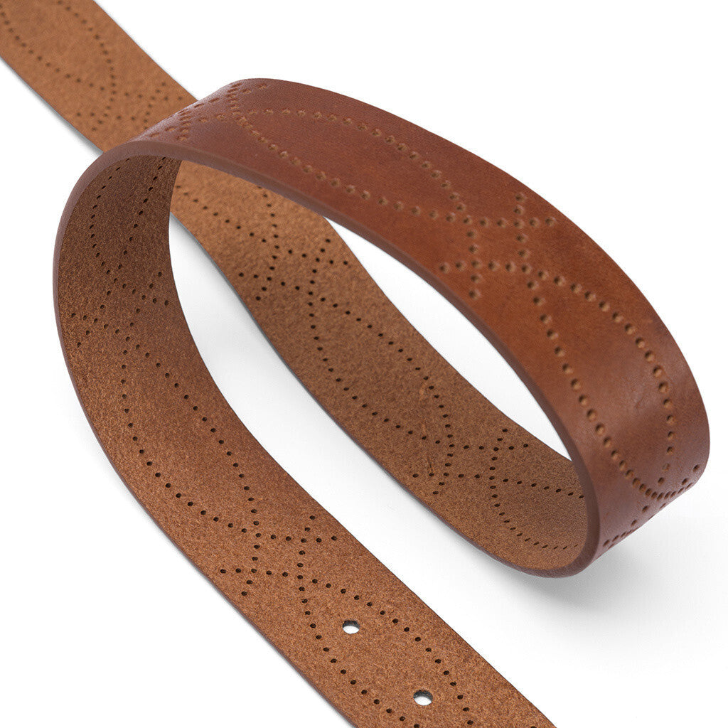 DEPECHE Leather belt with a beautiful western pattern Belts 014 Cognac