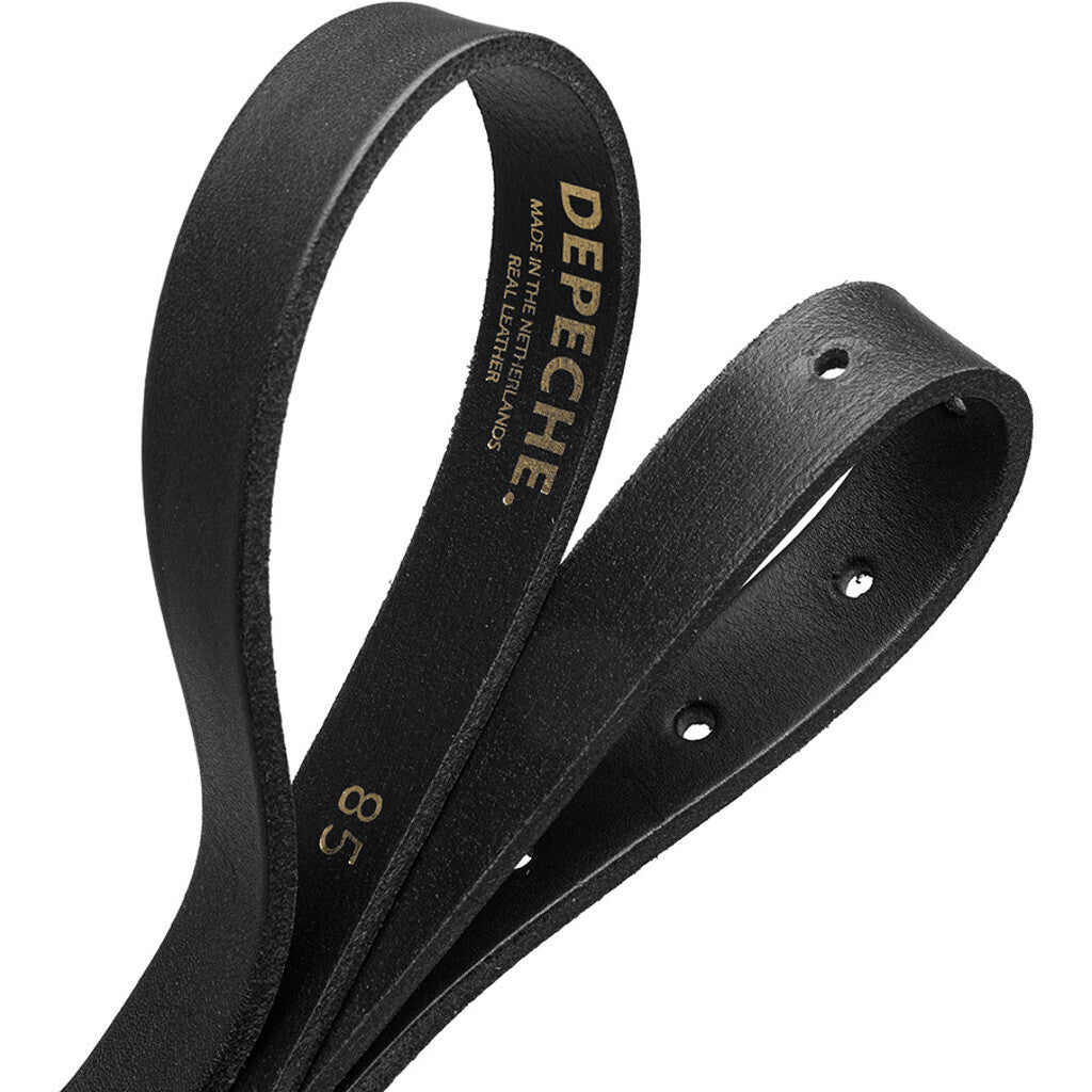 DEPECHE Leather belt with beautiful buckle Belts 190 Black / Gold