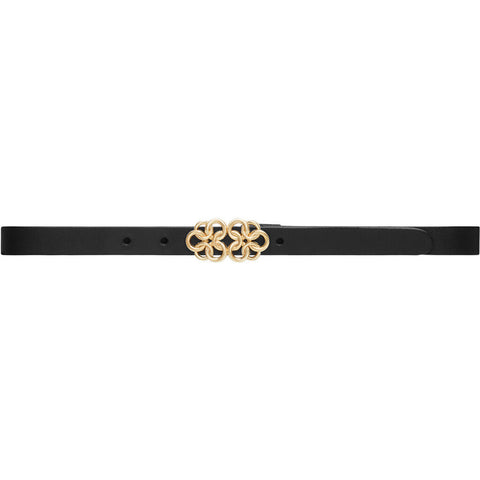 DEPECHE Leather belt with beautiful buckle Belts 190 Black / Gold