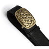 DEPECHE Leather belt with braided buckle Belts 154 Black/Brass
