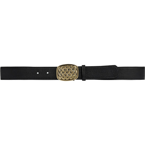 DEPECHE Leather belt with braided buckle Belts 154 Black/Brass
