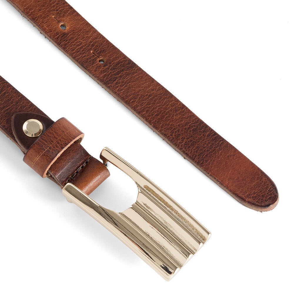 DEPECHE Leather belt with feminine buckle Belts 014 Cognac