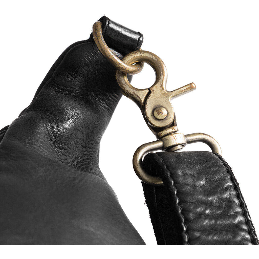 DEPECHE Leather bumbag decorated with weaving Bumbag 099 Black (Nero)