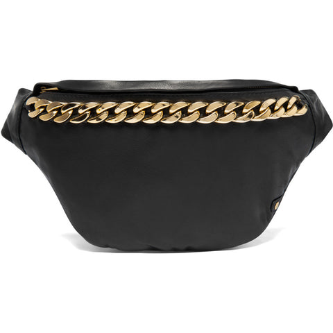 DEPECHE Leather bumbag with chain detail on front Bumbag 099 Black (Nero)