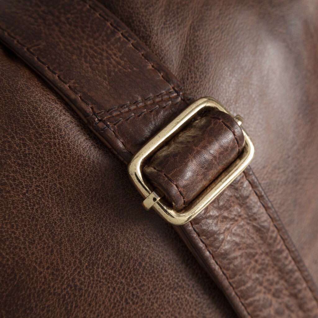 DEPECHE Leather bumbag with covered front zipper Bumbag 133 Brandy