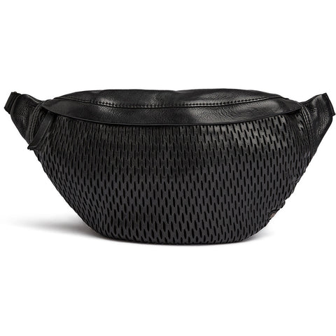 DEPECHE Leather bumbag with perforated front Bumbag 099 Black