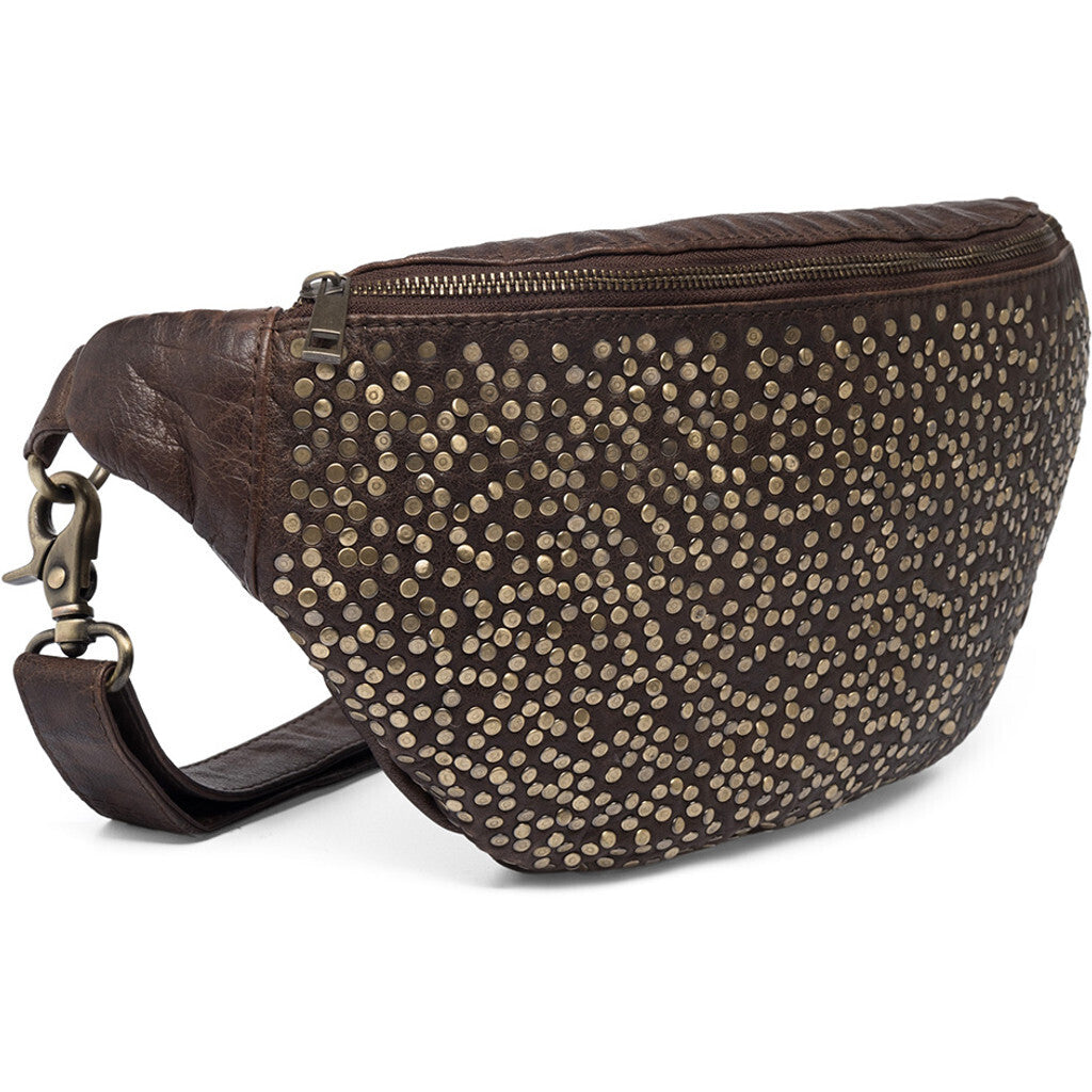 DEPECHE Leather bumbag with rivets Bumbag 068 Winter brown