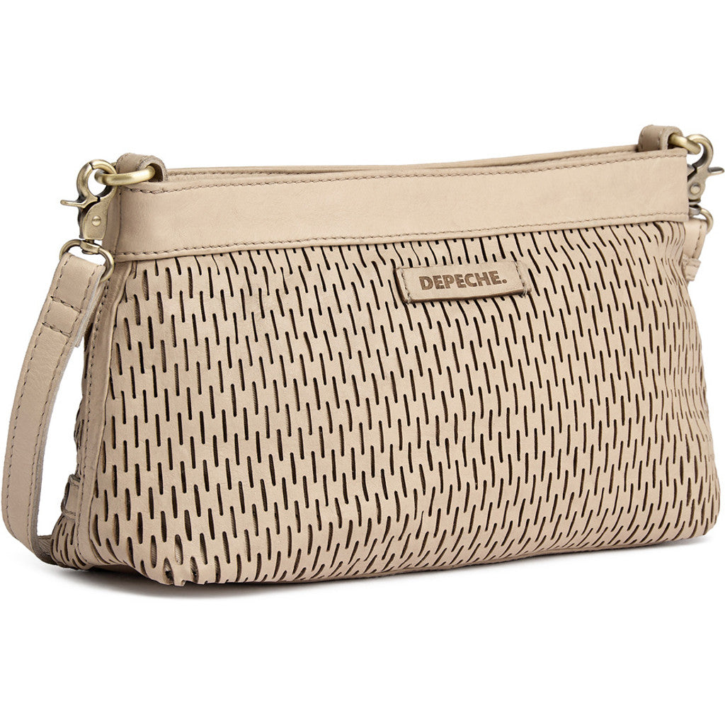DEPECHE Leather clutch bag with perforated pattern Small bag / Clutch 177 Cream