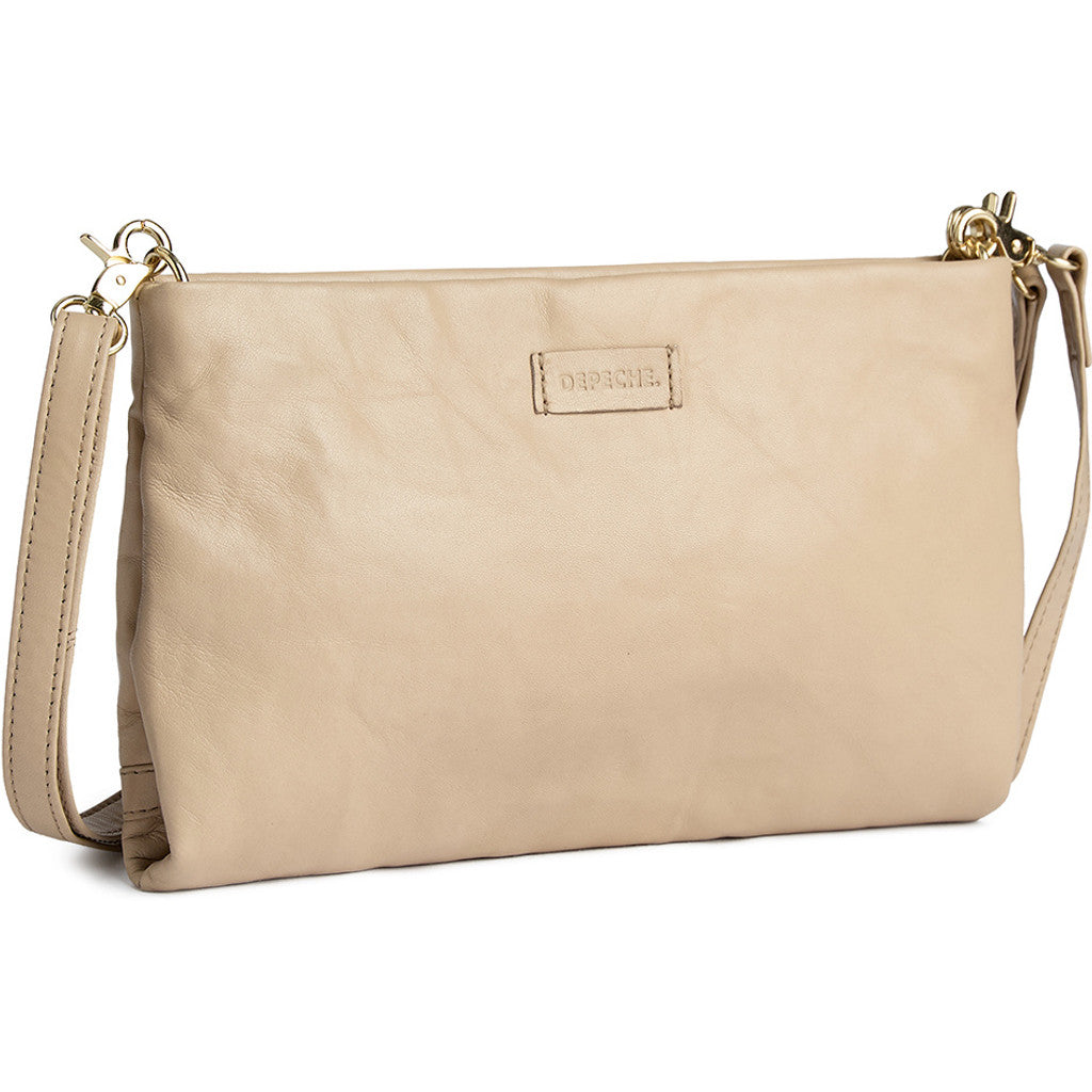DEPECHE Leather clutch with gold studs Clutch 202 Vanilla