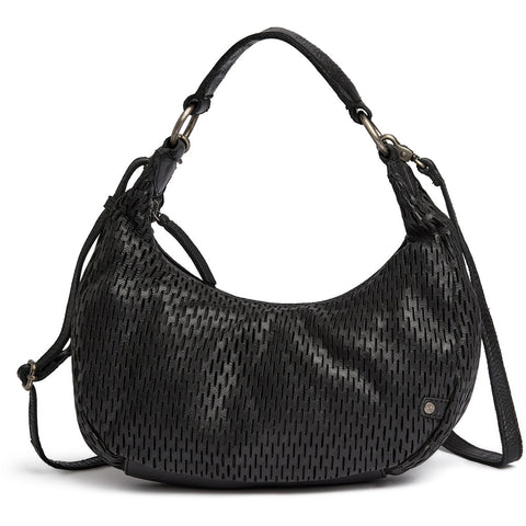 DEPECHE Leather crossover bag with perforated pattern Cross over 099 Black